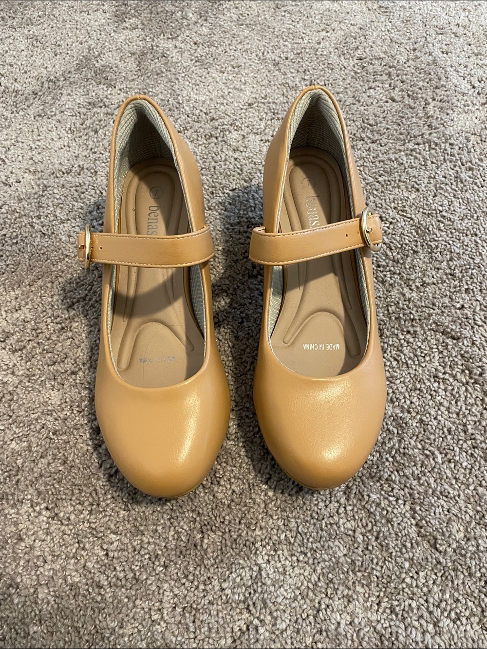 Women's Tan Heels with Adjustable Strap